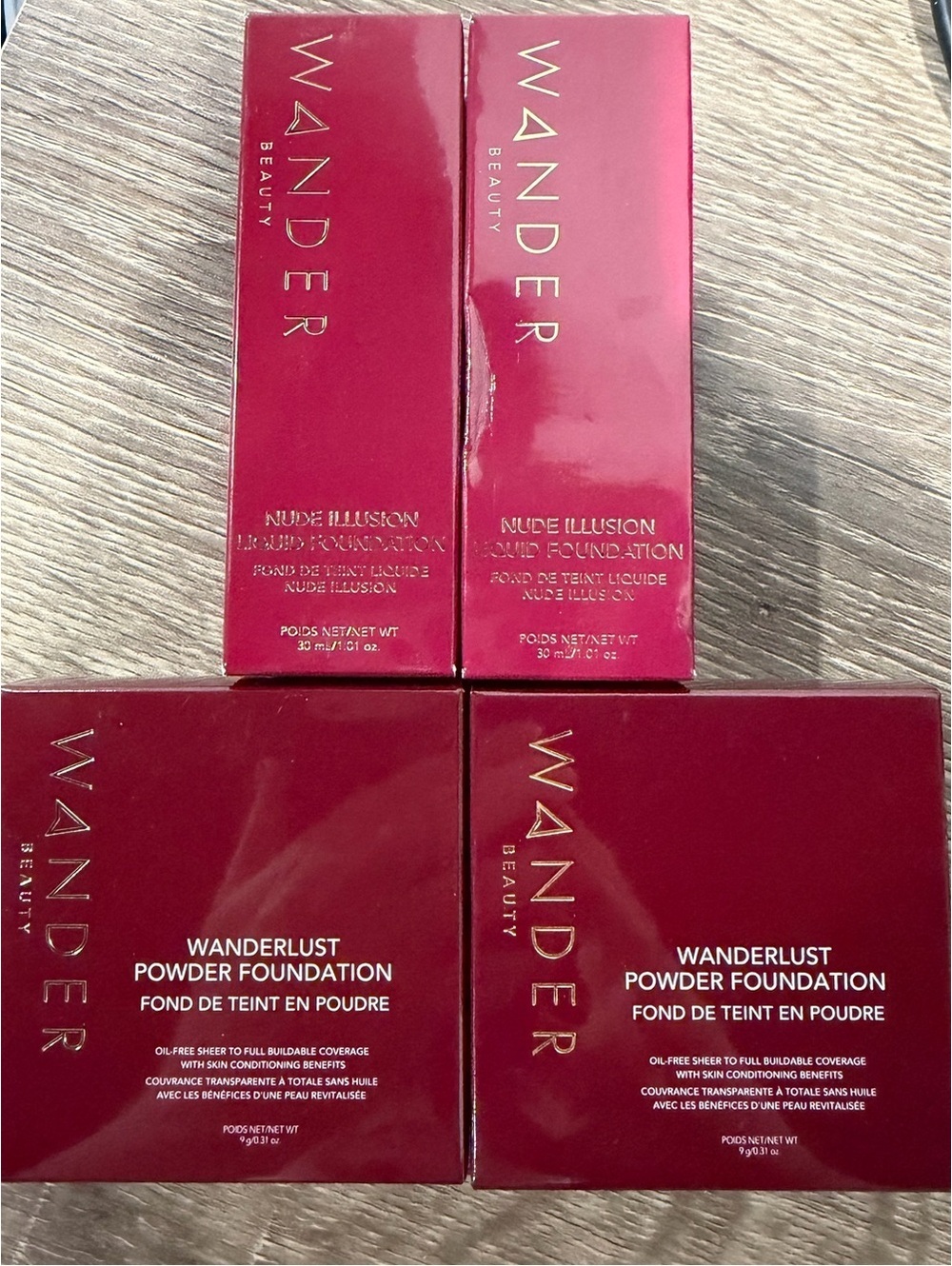 Bundle of 4 Wander Beauty Nude Illusion Liquid and Powder Foundation in Rich NEW